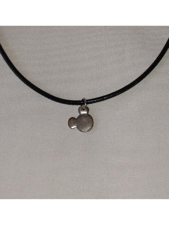Disney Jewelry - Disney Patinaed Mickey Head Pendant on 18+ Inch Black Cord Necklace